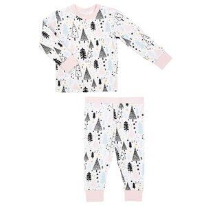 Stephan Baby:  Baby Girl Holiday Forest Two Piece Pajama Set Size 6-12 Month NEW